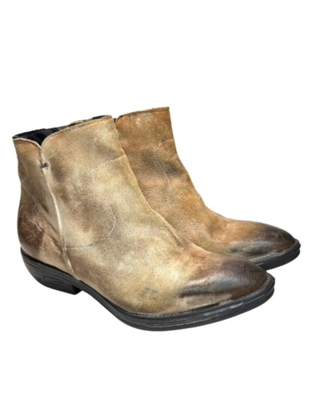 Ego Trip Distressed Tan Leather Ankle Boots | 38